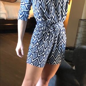 Stitch fix Navy pattern belted romper